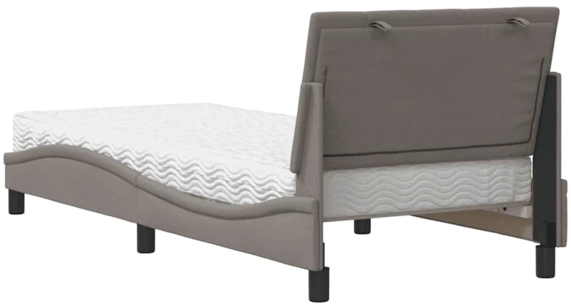 vidaXL Κρεβάτι με Στρώμα Taupe 90x200 εκ. Υφασμάτινο