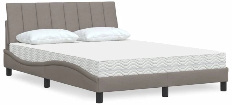 vidaXL Κρεβάτι με Στρώμα Taupe 120x200 εκ. Υφασμάτινο