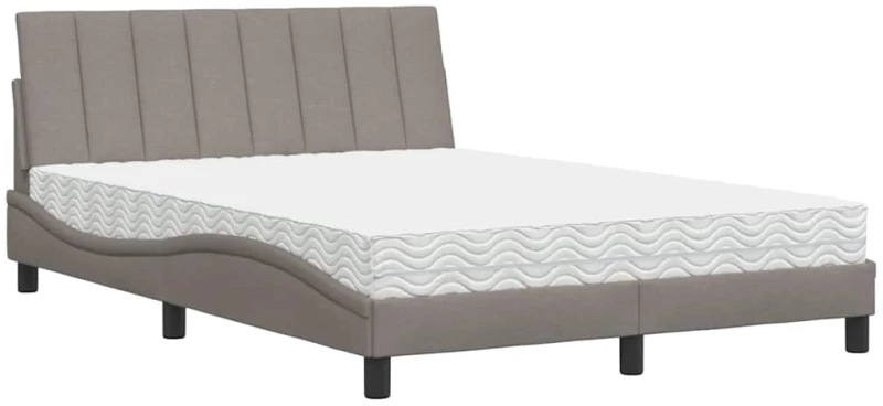 vidaXL Κρεβάτι με Στρώμα Taupe 120x200 εκ. Υφασμάτινο