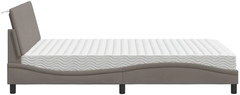 vidaXL Κρεβάτι με Στρώμα Taupe 120x200 εκ. Υφασμάτινο