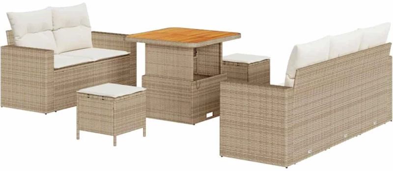 vidaXL Σετ Καναπέ Κήπου 8 pcs μπεζ και κρεμ 80 x 80 x 71 cm