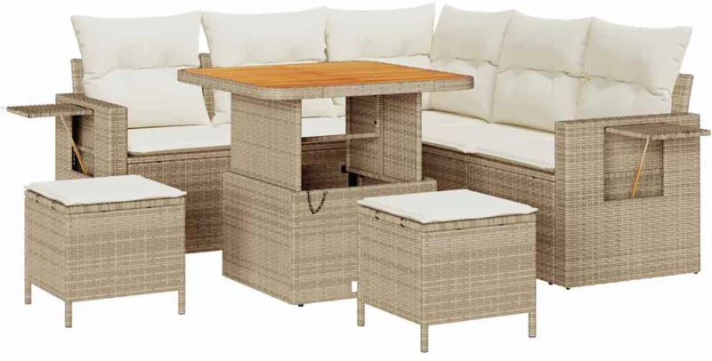 vidaXL Σετ Καναπέ Κήπου 8 pcs μπεζ και κρεμ 80 x 80 x 71 cm