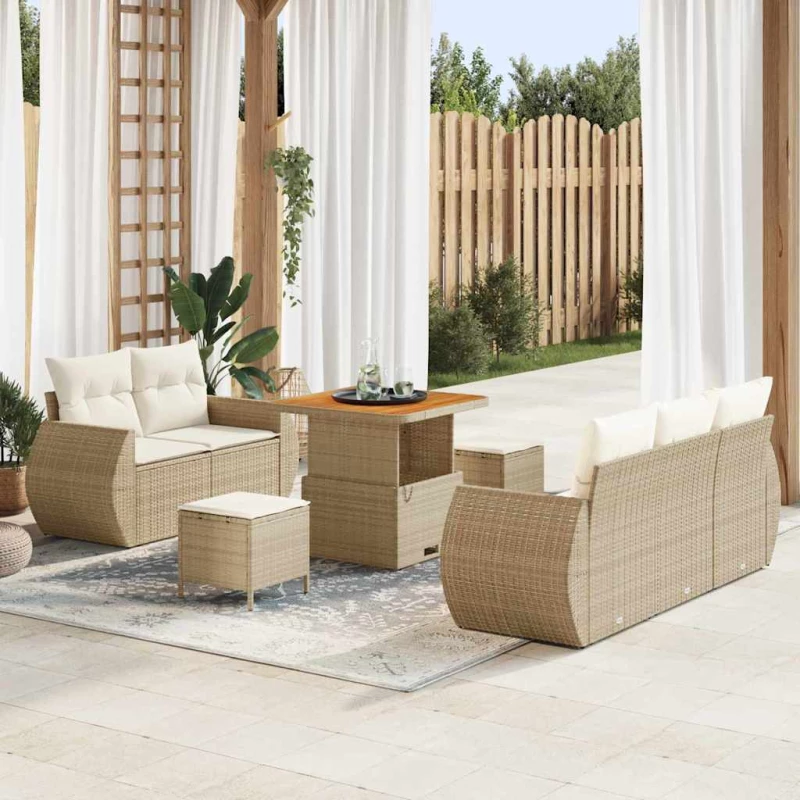 vidaXL Σετ Καναπέ Κήπου 8 pcs μπεζ και κρεμ 80 x 80 x 71 cm