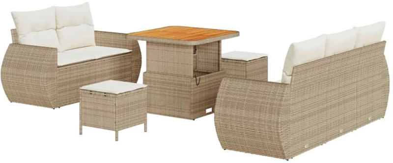 vidaXL Σετ Καναπέ Κήπου 8 pcs μπεζ και κρεμ 80 x 80 x 71 cm