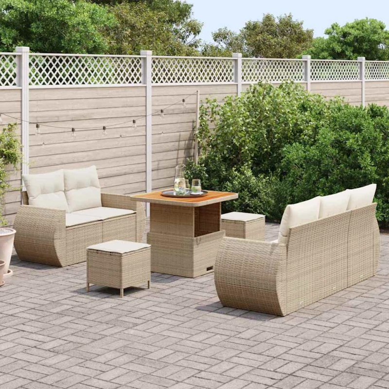 vidaXL Σετ Καναπέ Κήπου 8 pcs μπεζ και κρεμ 80 x 80 x 71 cm