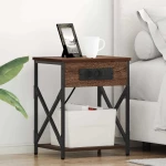 vidaXL Κομοδίνο με Σταθμό Φόρτισης Καφέ δρυς 41 x 31 x 51 εκ.