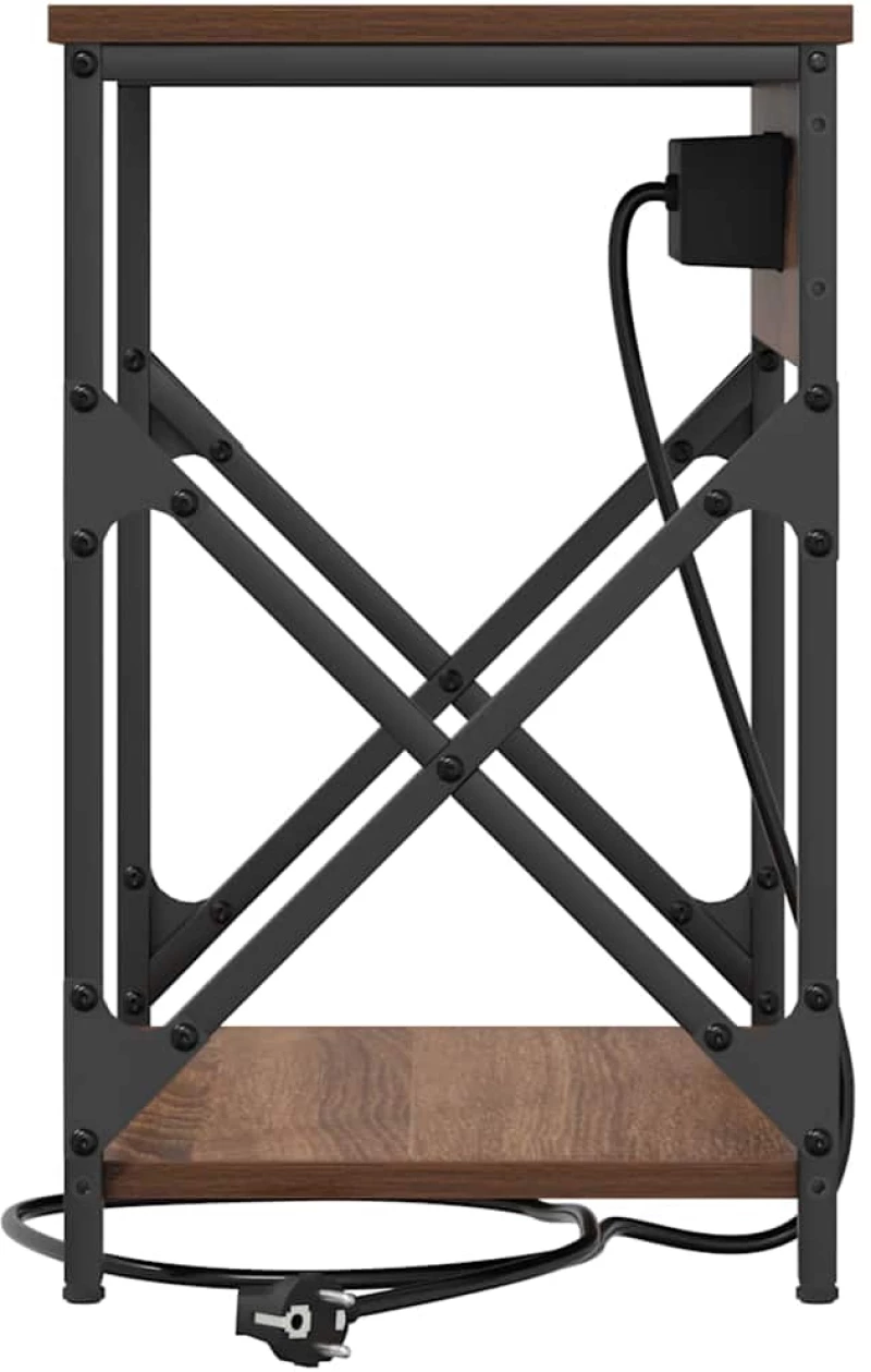 vidaXL Κομοδίνο με Σταθμό Φόρτισης Καφέ δρυς 41 x 31 x 51 εκ.