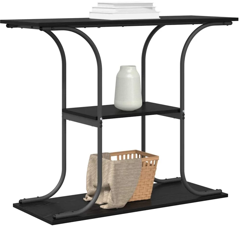 vidaXL Τραπέζι κονσόλας με ράφι Μαύρη δρυς 101 x 35 x 80.5 εκ