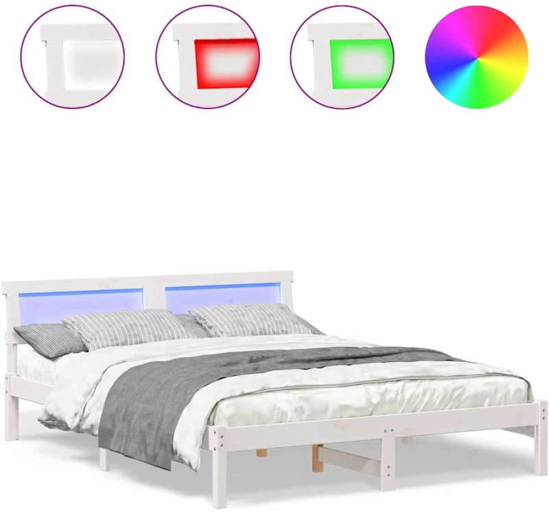 vidaXL Σκελετός Κρεβατιού Λευκό 140 x 200 cm Μασίφ ξύλο πεύκου
