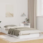 vidaXL Κρεβάτι δαπέδου Λευκό 90 x 200 cm Μασίφ ξύλο πεύκου