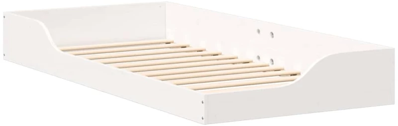 vidaXL Κρεβάτι δαπέδου Λευκό 90 x 200 cm Μασίφ ξύλο πεύκου