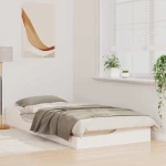 vidaXL Κρεβάτι δαπέδου Λευκό 90 x 200 cm Μασίφ ξύλο πεύκου