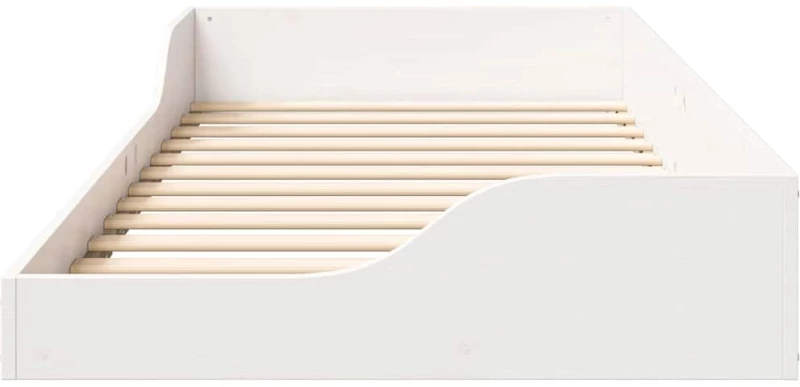 vidaXL Κρεβάτι δαπέδου Λευκό 90 x 200 cm Μασίφ ξύλο πεύκου