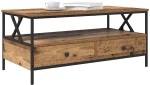vidaXL Τραπεζάκι σαλονιού with Drawer Παλαιό ξύλο 100 x 51 x 45 cm