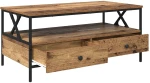 vidaXL Τραπεζάκι σαλονιού with Drawer Παλαιό ξύλο 100 x 51 x 45 cm