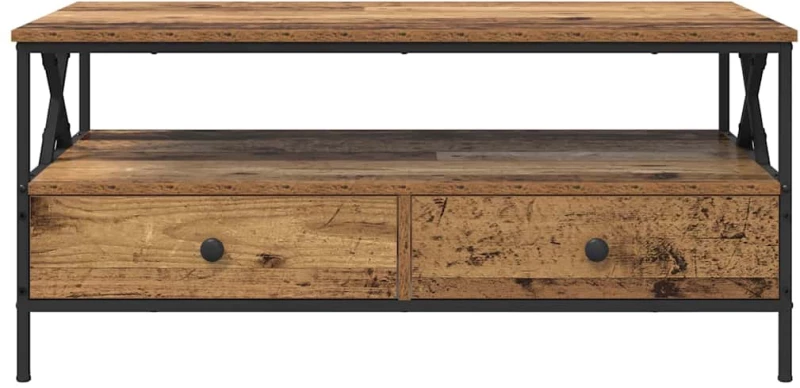 vidaXL Τραπεζάκι σαλονιού with Drawer Παλαιό ξύλο 100 x 51 x 45 cm