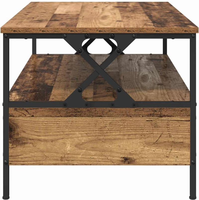 vidaXL Τραπεζάκι σαλονιού with Drawer Παλαιό ξύλο 100 x 51 x 45 cm
