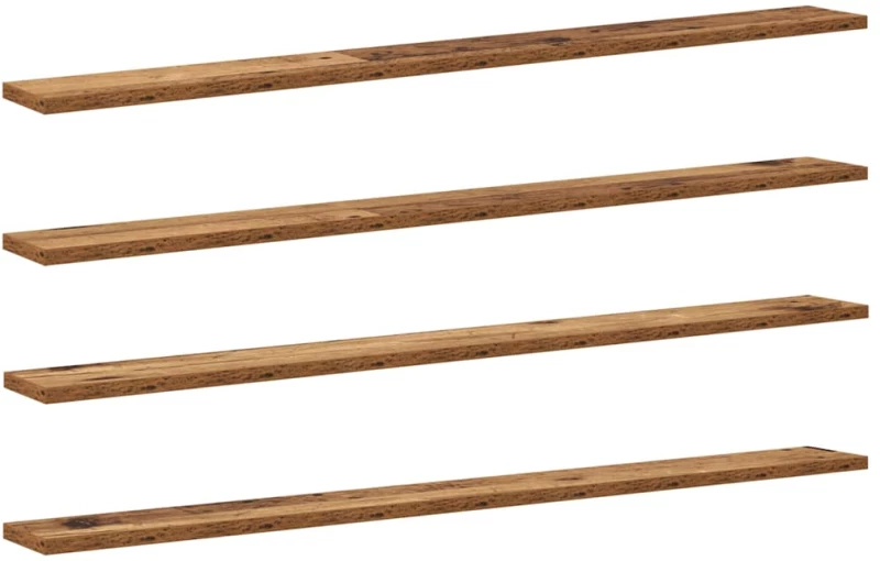 vidaXL Ράφι Βιβλίων 4 pcs Καφέ 100 x 10 x 1.5 cm Επεξεργασμένο ξύλο