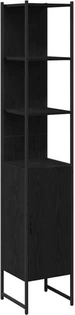 vidaXL Σετ Επίπλων Μπάνιου με ράφι 4 pcs Μαύρο 33 x 33 x 185.5 εκ