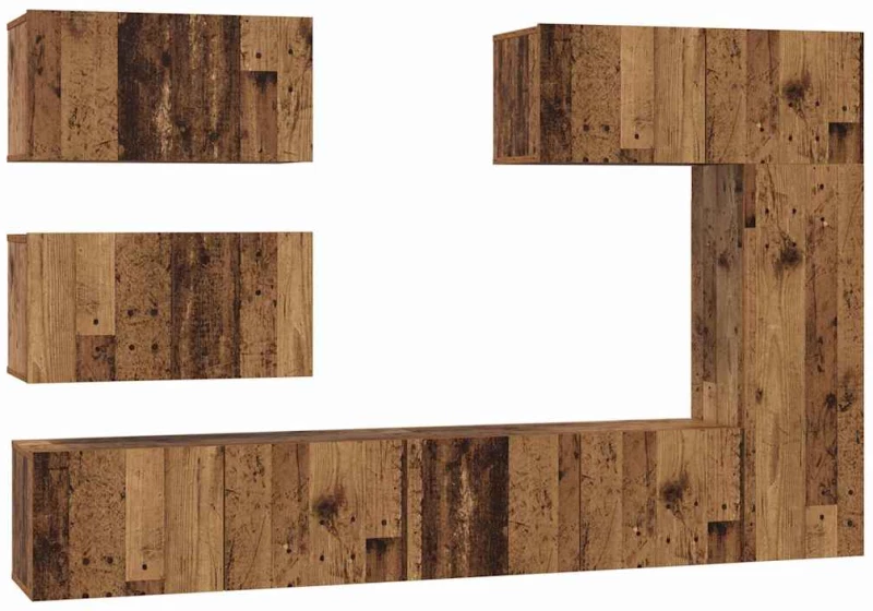 vidaXL Σετ επίπλου τηλεόρασης 6 pcs Παλαιό ξύλο 30.5 x 30 x 90 cm