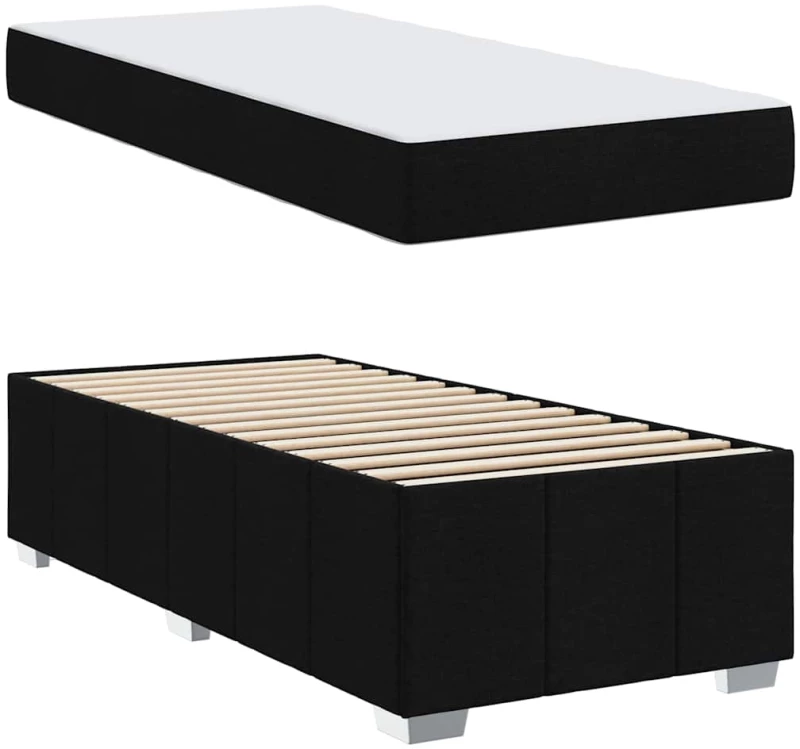 vidaXL Σκελετός Κρεβατιού με στρώμα Μαύρο 80 x 200 cm ύφασμα