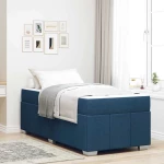 vidaXL Σκελετός Κρεβατιού με στρώμα Μπλε 100 x 200 cm ύφασμα
