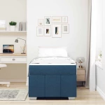 vidaXL Σκελετός Κρεβατιού με στρώμα Μπλε 100 x 200 cm ύφασμα