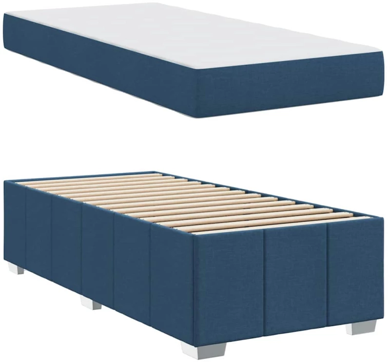 vidaXL Σκελετός Κρεβατιού με στρώμα Μπλε 100 x 200 cm ύφασμα