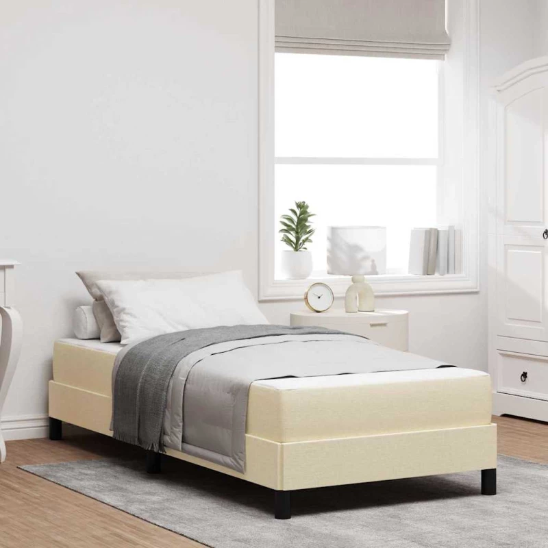 vidaXL Κρεβάτι με ελατήρια με στρώμα Κρεμ 90 x 190 cm ύφασμα
