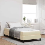 vidaXL Κρεβάτι με ελατήρια με στρώμα Κρεμ 90 x 190 cm ύφασμα