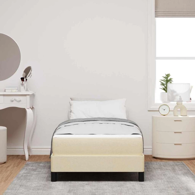 vidaXL Κρεβάτι με ελατήρια με στρώμα Κρεμ 90 x 190 cm ύφασμα