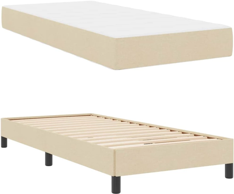 vidaXL Κρεβάτι με ελατήρια με στρώμα Κρεμ 90 x 190 cm ύφασμα