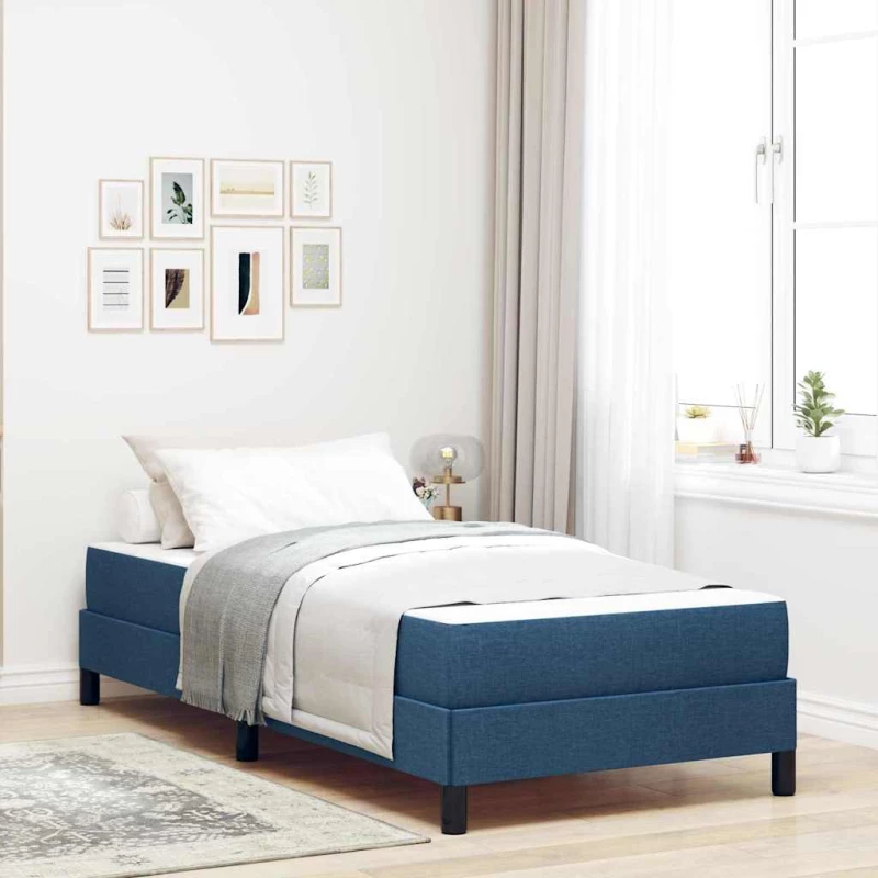 vidaXL Κρεβάτι με ελατήρια με στρώμα Μπλε 100 x 200 cm ύφασμα