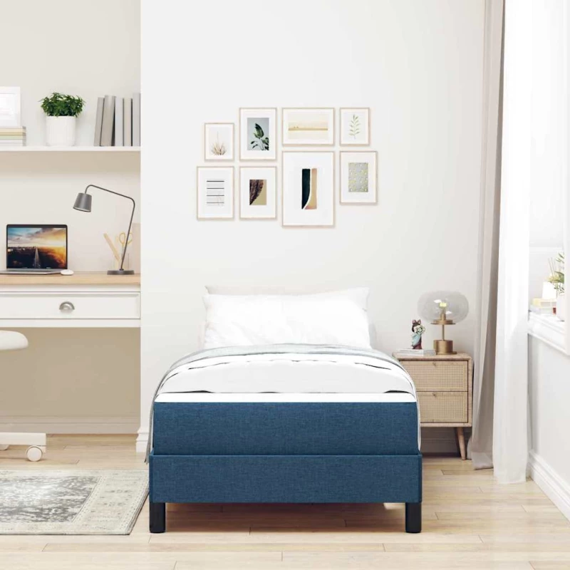 vidaXL Κρεβάτι με ελατήρια με στρώμα Μπλε 100 x 200 cm ύφασμα