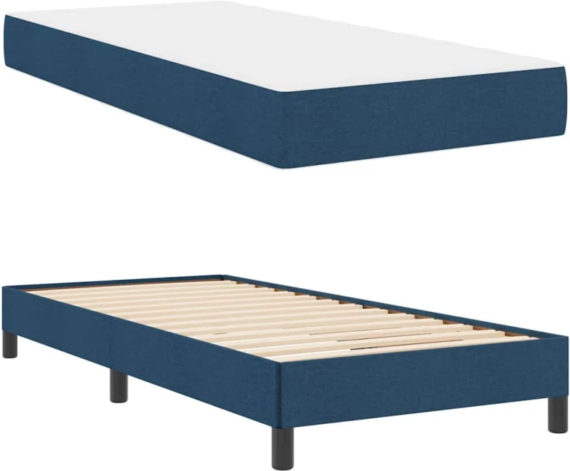 vidaXL Κρεβάτι με ελατήρια με στρώμα Μπλε 100 x 200 cm ύφασμα