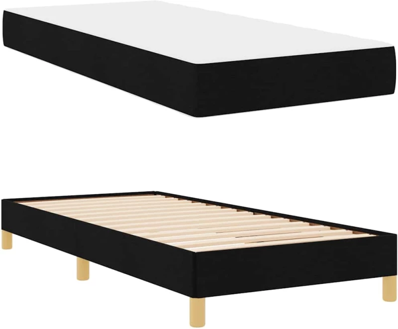 vidaXL Κρεβάτι με ελατήρια Μαύρο και Καφέ 90 x 200 cm