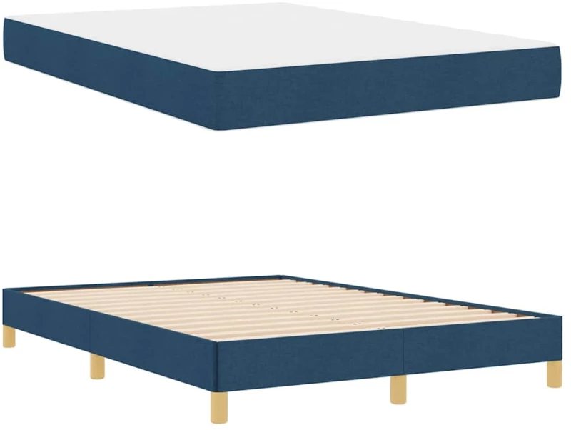 vidaXL Κρεβάτι με ελατήρια Μπλε και Καφέ 140 x 190 cm