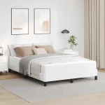 vidaXL Κρεβάτι με στρώμα Καθαρό Λευκό 160 x 200 cm Τεχνητό δέρμα