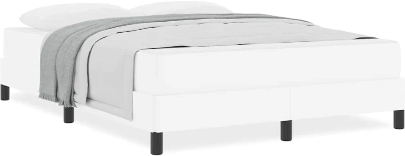 vidaXL Κρεβάτι με στρώμα Καθαρό Λευκό 160 x 200 cm Τεχνητό δέρμα