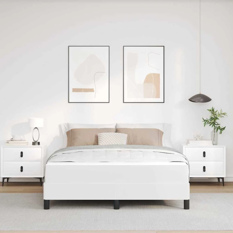 vidaXL Κρεβάτι με στρώμα Καθαρό Λευκό 160 x 200 cm Τεχνητό δέρμα