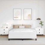 vidaXL Κρεβάτι με στρώμα Καθαρό Λευκό 160 x 200 cm Τεχνητό δέρμα