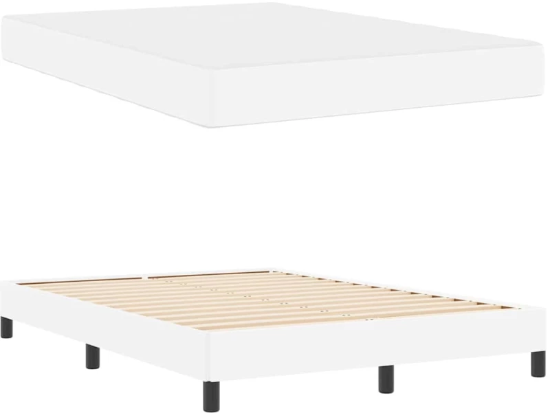 vidaXL Κρεβάτι με στρώμα Καθαρό Λευκό 160 x 200 cm Τεχνητό δέρμα