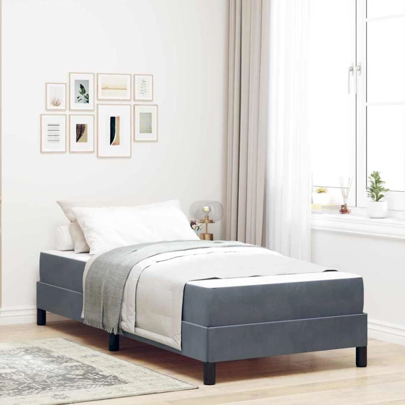 vidaXL Κρεβάτι box spring με στρώμα Σκούρο Γκρι 100 x 200 cm Βελούδο
