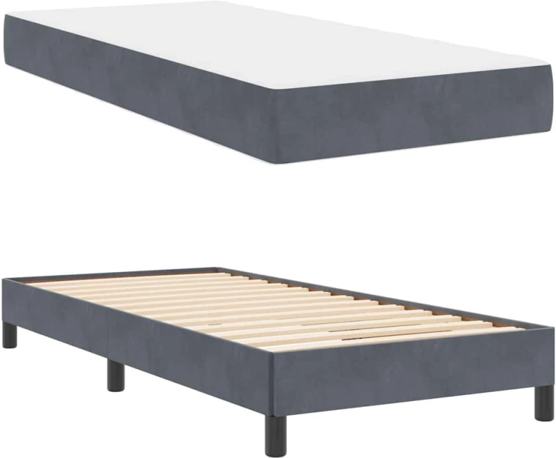 vidaXL Κρεβάτι box spring με στρώμα Σκούρο Γκρι 100 x 200 cm Βελούδο