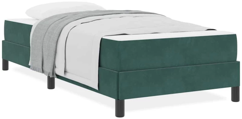 vidaXL Κρεβάτι box spring με στρώμα Σκούρο Πράσινο 80 x 220 cm Βελούδο