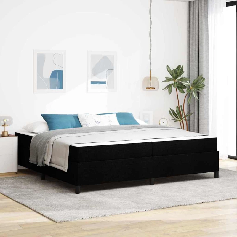 vidaXL Κρεβάτι με ελατήρια Μαύρο και Μαύρο 200 x 200 cm