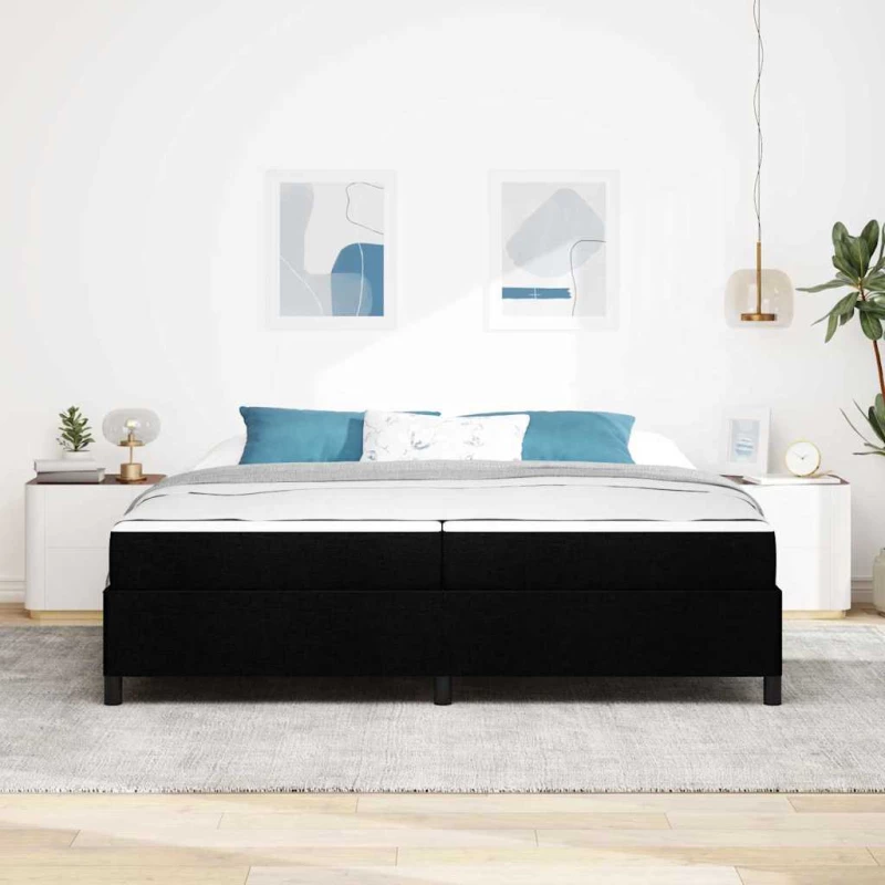 vidaXL Κρεβάτι με ελατήρια Μαύρο και Μαύρο 200 x 200 cm