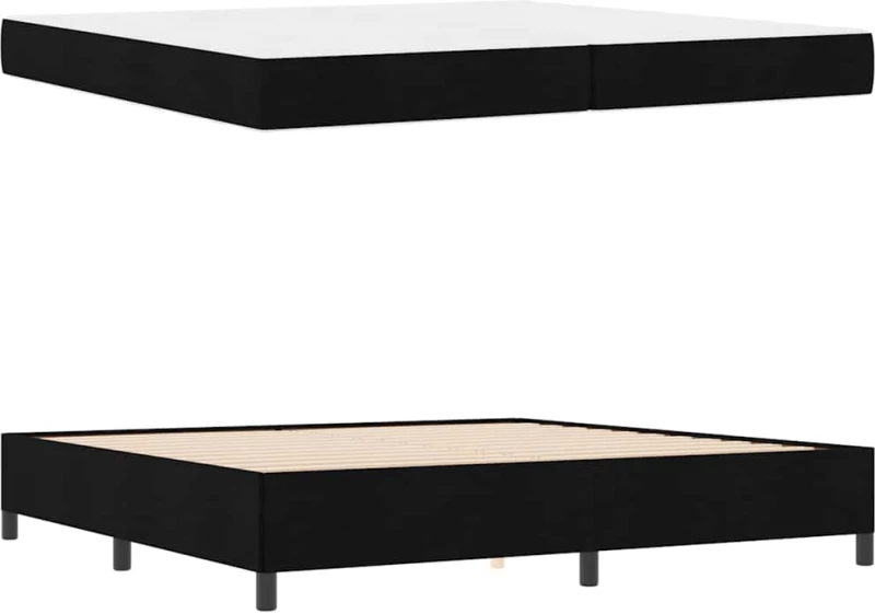 vidaXL Κρεβάτι με ελατήρια Μαύρο και Μαύρο 200 x 200 cm