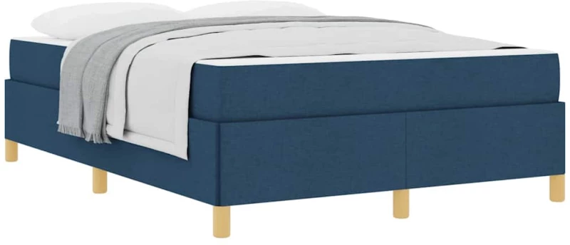 vidaXL Κρεβάτι με ελατήρια Μπλε και άσπρο 160 x 200 cm ύφασμα
