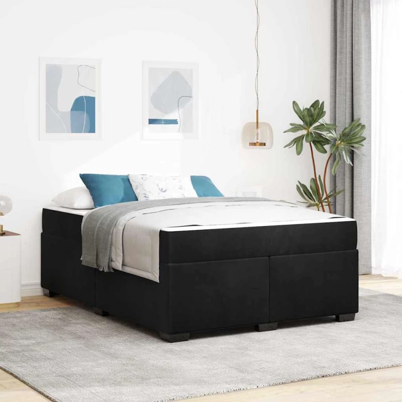 vidaXL Σκελετός κρεβατιού με στρώμα Μαύρο 160 x 200 cm Βελούδο